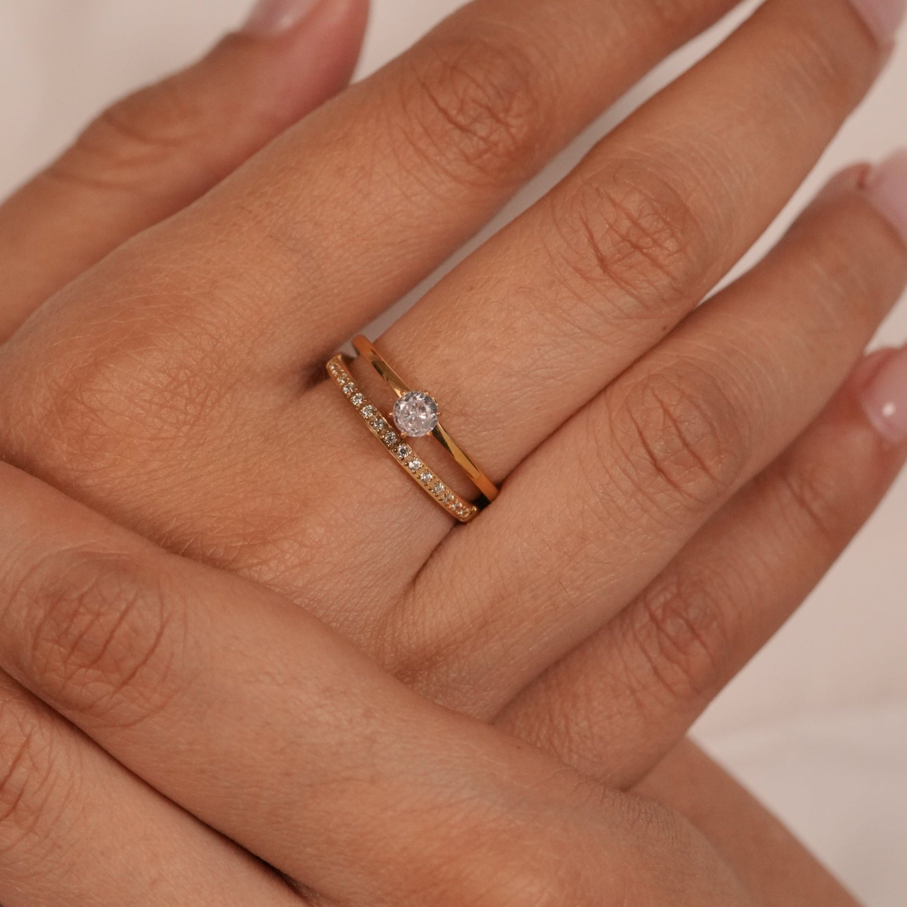 Solitaire Pave Ring