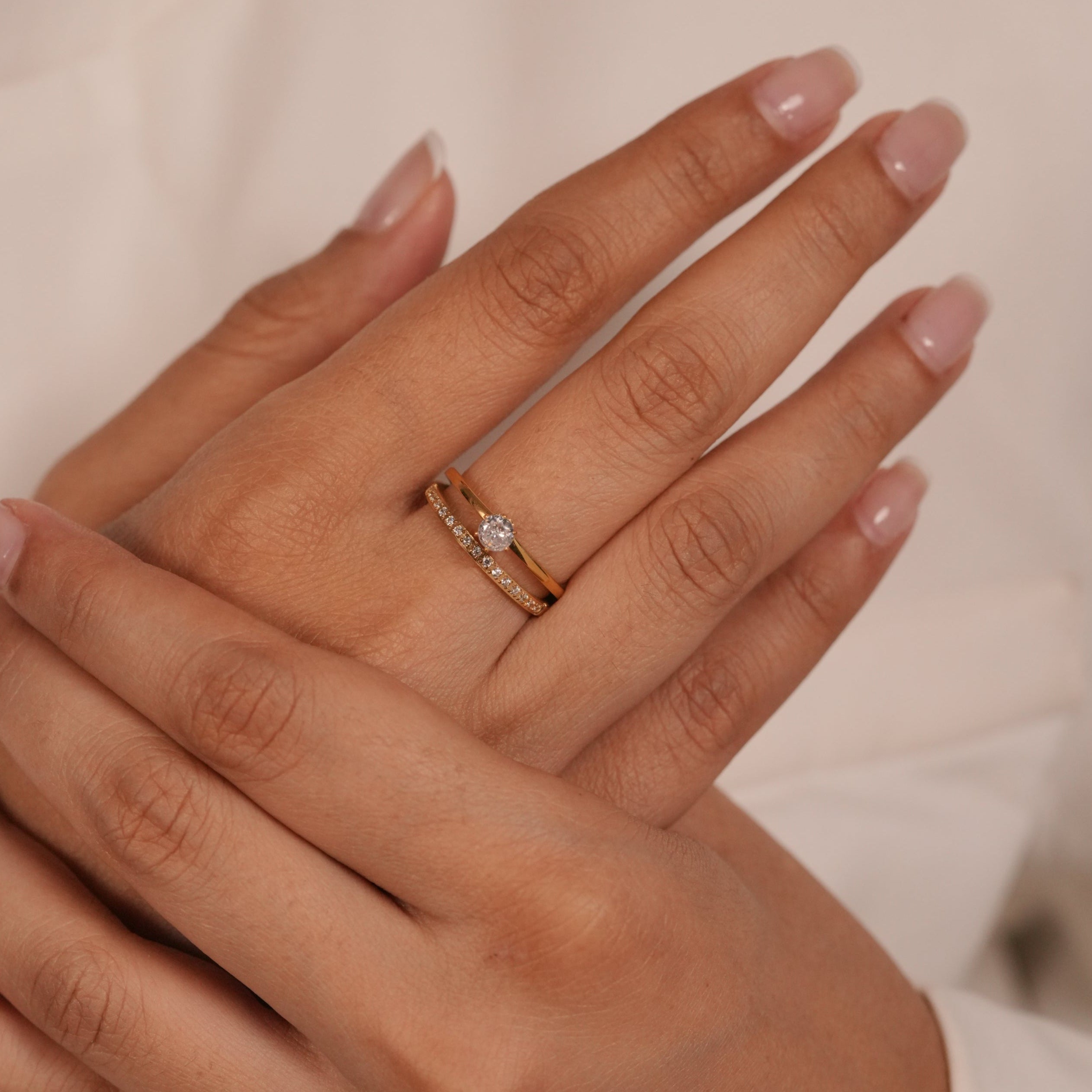 Solitaire Pave Ring