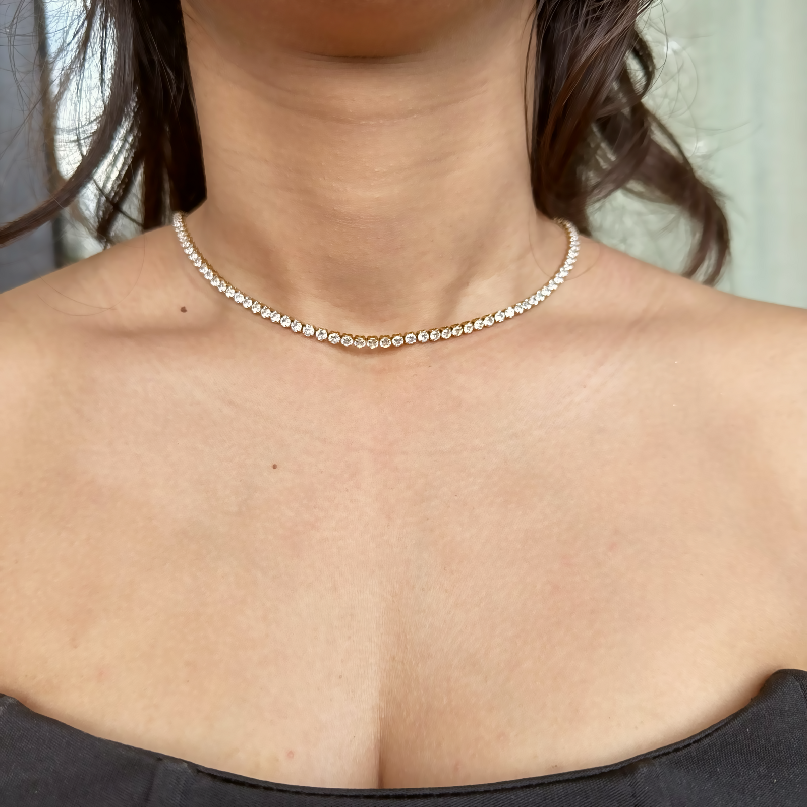 TENNIS NECKLACE (3MM) - 18K GOLD-PLATED – Bria Jewels