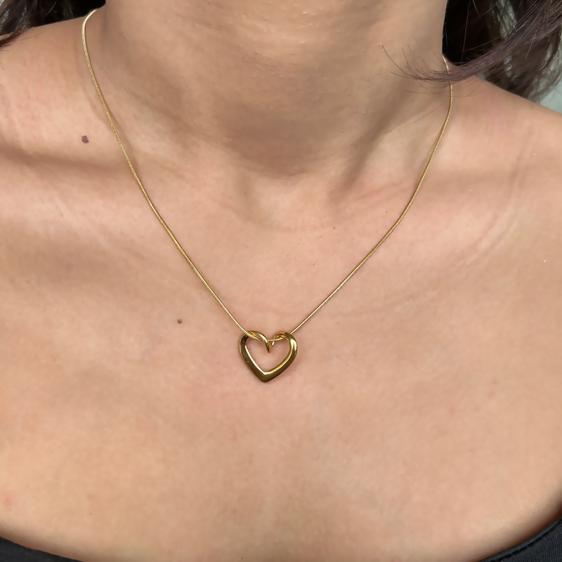 HEART ROPE NECKLACE - 18K GOLD-PLATED