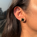 BLACK CLOVER EARINGS  - 18K GOLD-PLATED