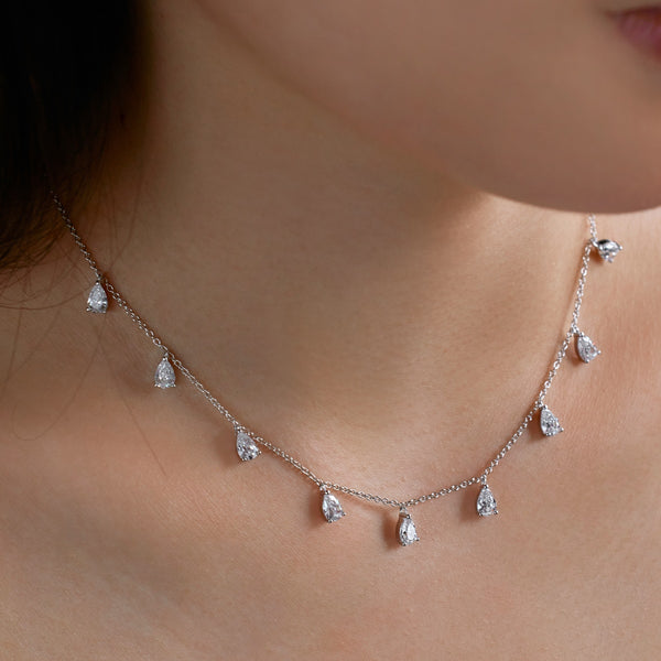 LEANA DROP NECKLACE - Fine Silver