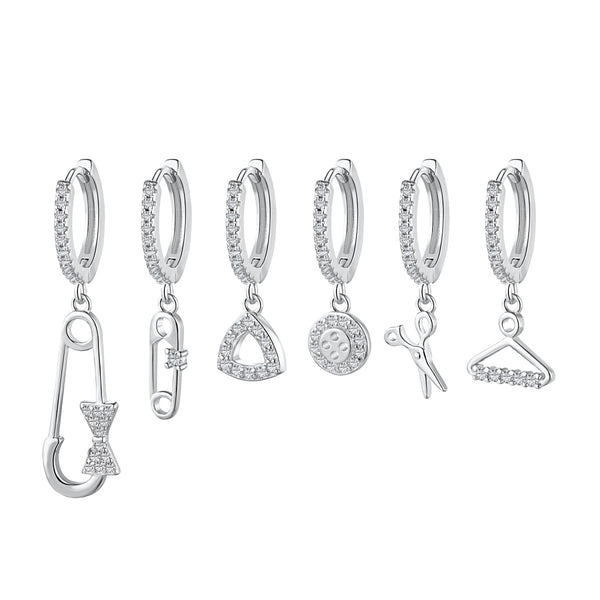 STATIONERY EARRINGS SET OF 6 - Fine Silver