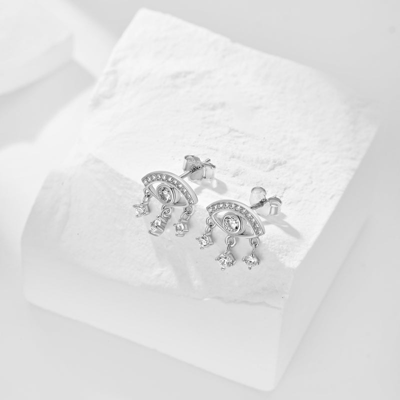 EYE FOR EYE STUDS - Fine Silver