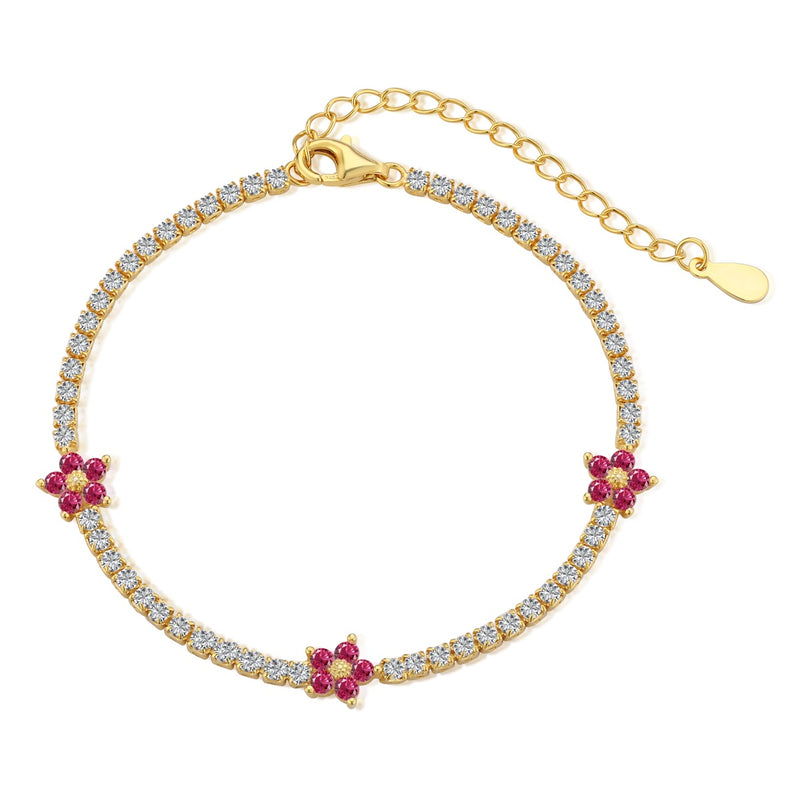 RUBY TENNIS BRACELET - Fine Silver