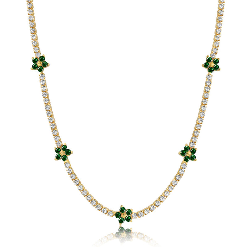 EMERALD TENNIS NECKLACE - Fine Silver