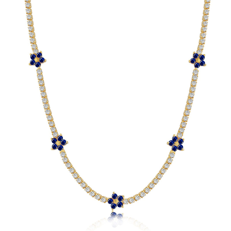 SAPPHIRE TENNIS NECKLACE - Fine Silver