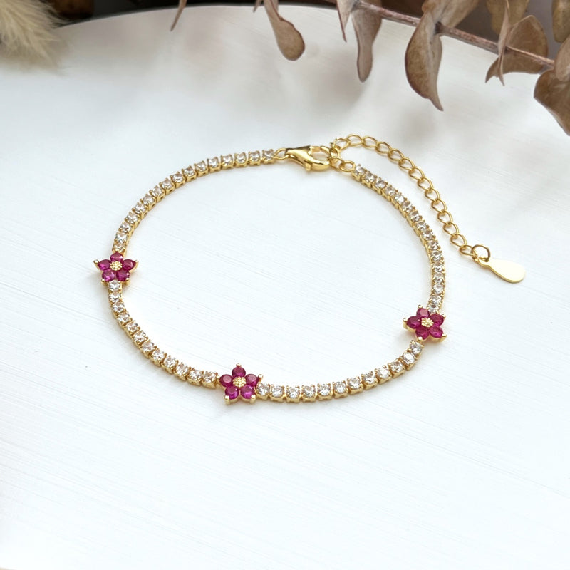 RUBY TENNIS BRACELET - Fine Silver