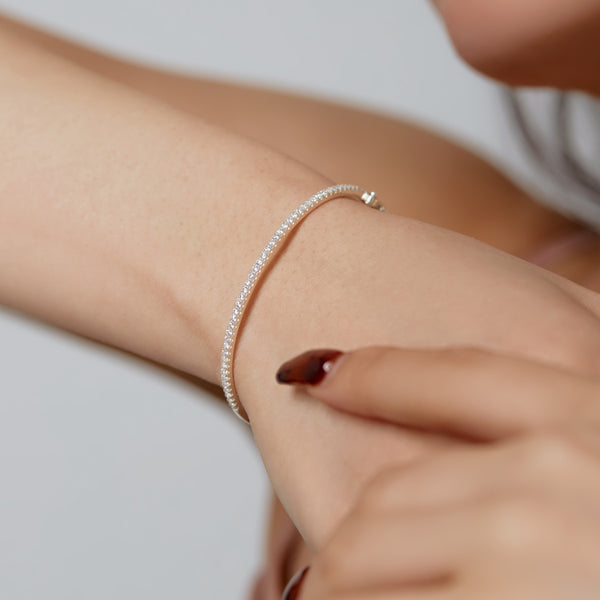 SINGLE LINE BANGLE - Fine Silver