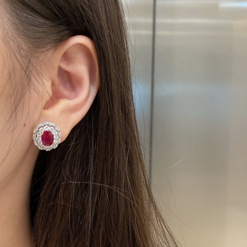 RED RUBY EARRINGS - Fine Silver