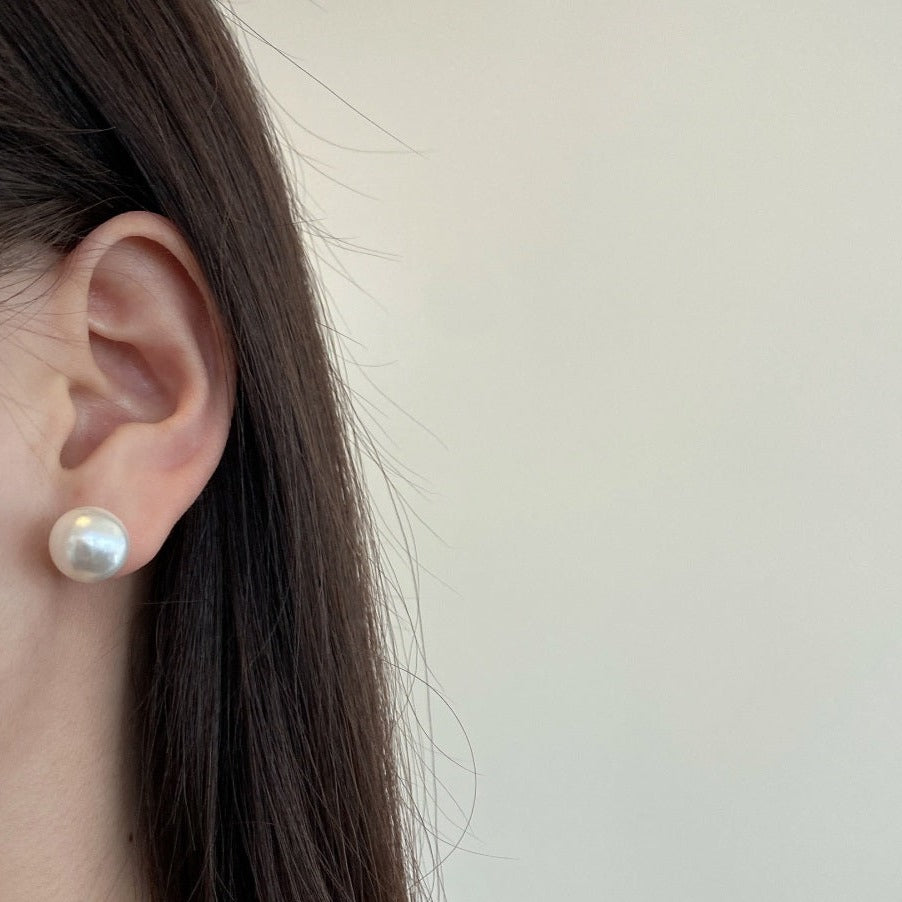 Humble Chic Simulated Pearl Studs - Big Faux Round Oversized Earrings, 18mm  White - Walmart.com