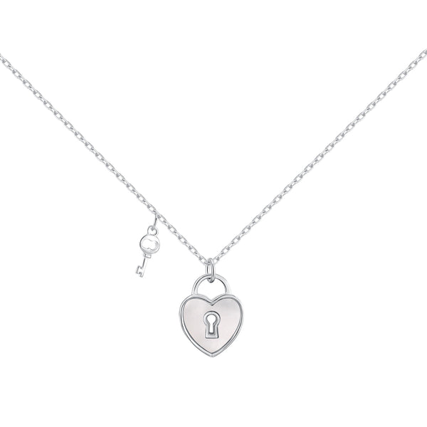 HEART LOCK&KEY NECKLACE - Fine Silver