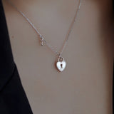 HEART LOCK&KEY NECKLACE - Fine Silver