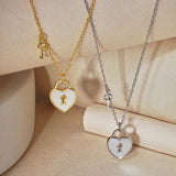 HEART LOCK&KEY NECKLACE - Fine Silver