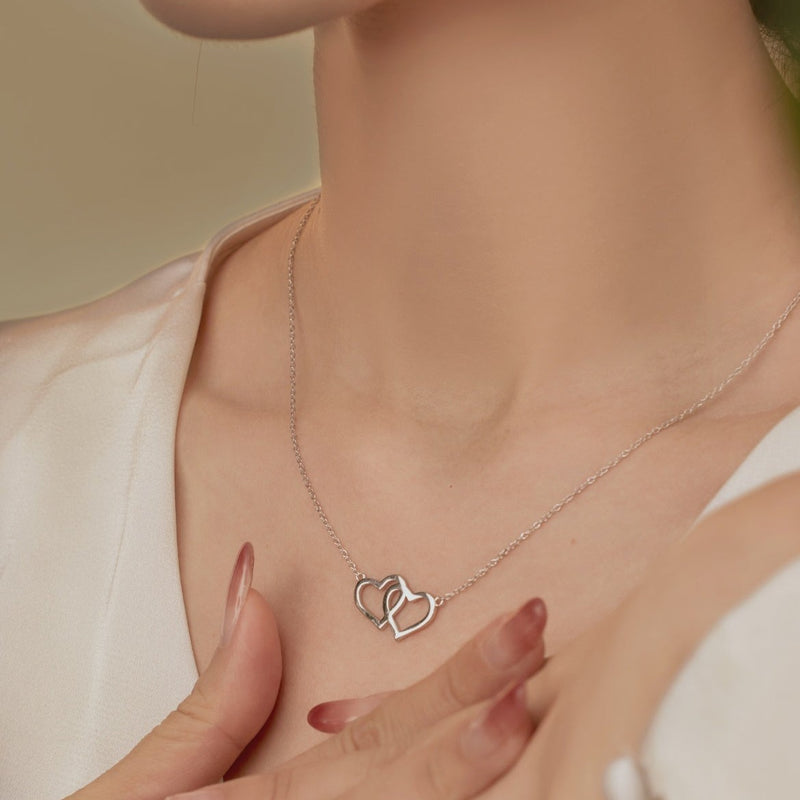 DUO HEARTY NECKLACE - Fine Silver