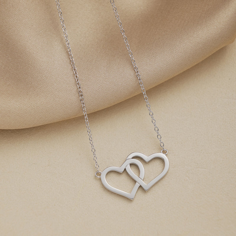 DUO HEARTY NECKLACE - Fine Silver