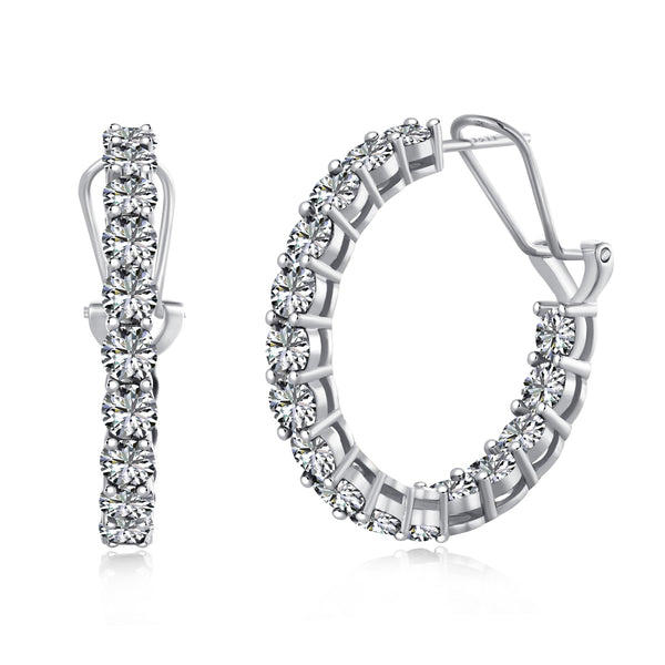 SOLITAIRE STUDDED HOOPS - Fine Silver