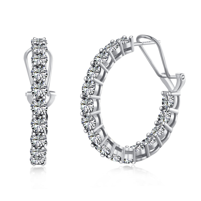 SOLITAIRE STUDDED HOOPS - Fine Silver