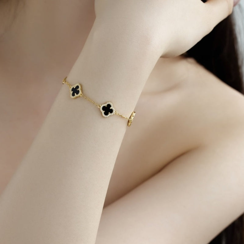 NOIR CLOVER BRACELET - Fine Silver