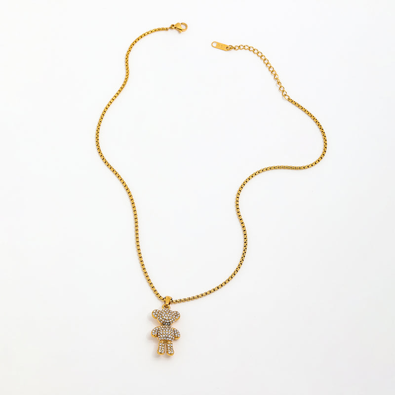 STUDDED TEDDY NECKLACE - 18K GOLD-PLATED