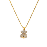 SITTING TEDDY NECKLACE - 18K GOLD-PLATED