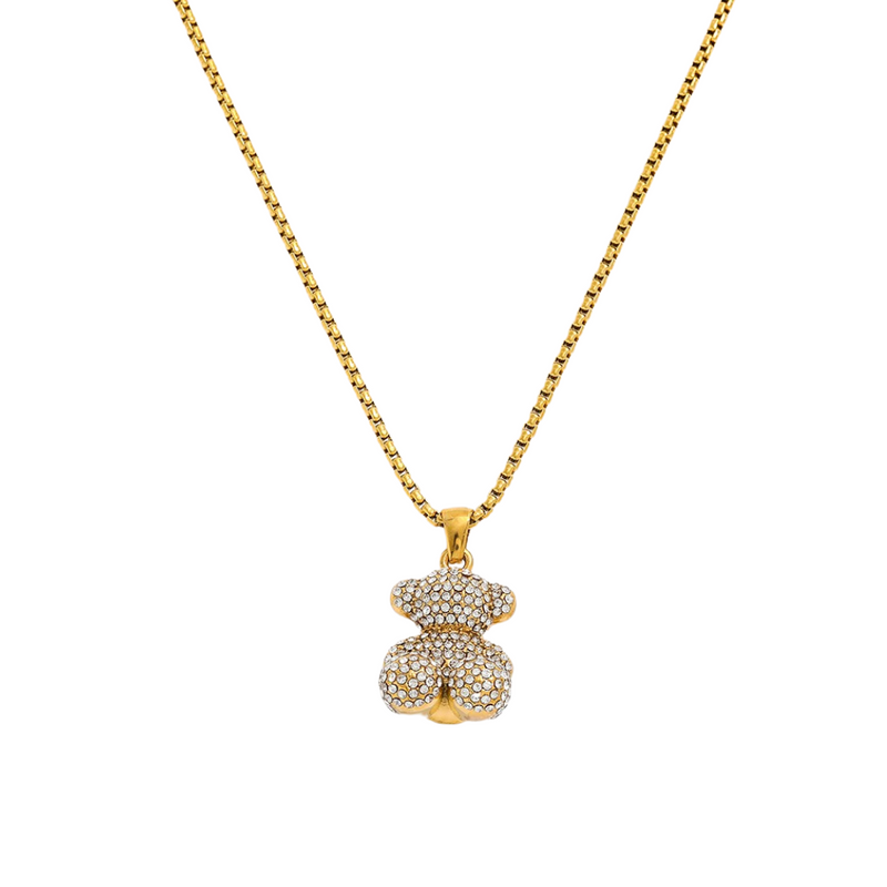 SITTING TEDDY NECKLACE - 18K GOLD-PLATED