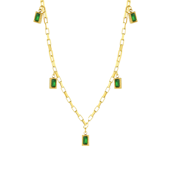 EMERALD-DROP NECKLACE - 18K GOLD-PLATED