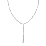 TASSEL TENNIS NECKLACE - WHITE GOLD-PLATED