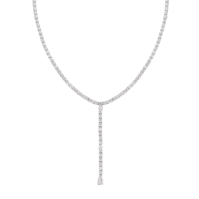 TASSEL TENNIS NECKLACE - WHITE GOLD-PLATED