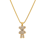 STUDDED TEDDY NECKLACE - 18K GOLD-PLATED