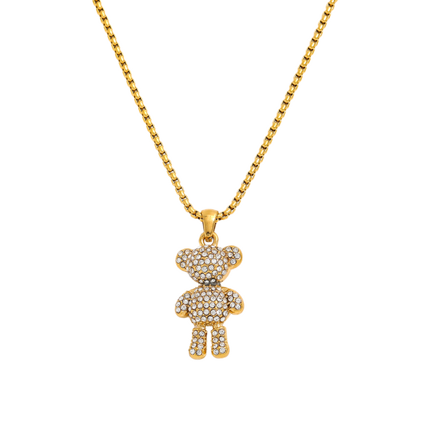 STUDDED TEDDY NECKLACE - 18K GOLD-PLATED