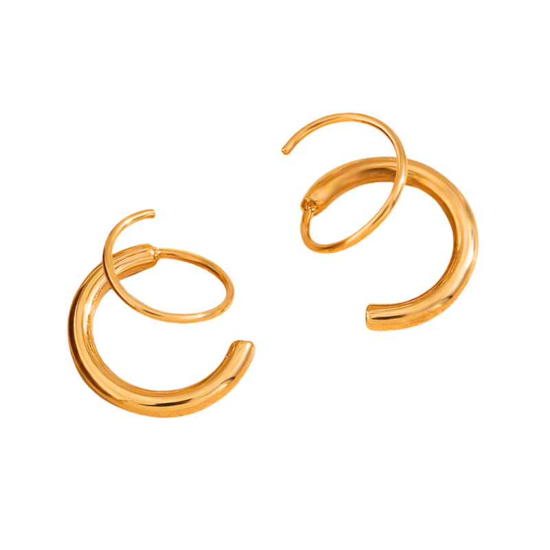 FAKE 2-IN-1 PIERCING EARRING - 18K GOLD PLATED