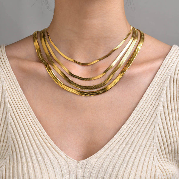 SNAKE CHAIN NECKLACE - 18K GOLD-PLATED