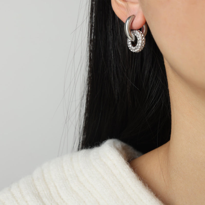 2 IN 1 PARTY HOOPS - 18K WHITE/GOLD-PLATED