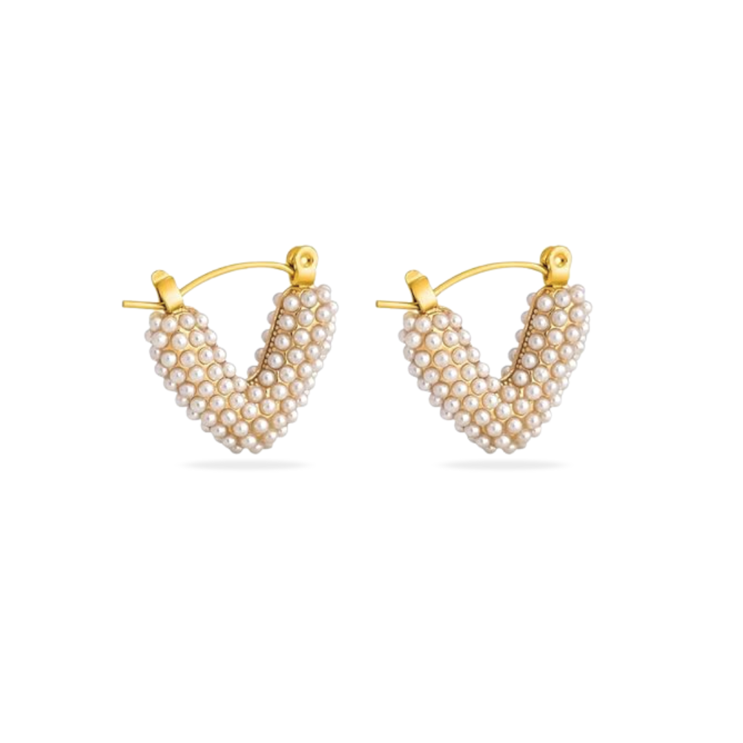 Pearl Heart Earrings