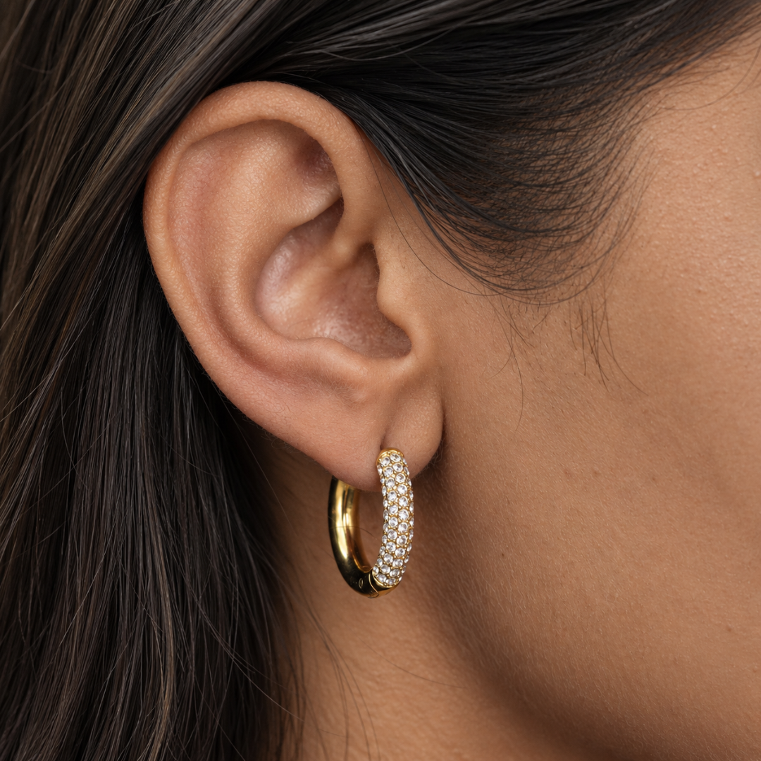 Pave Hoop Earrings