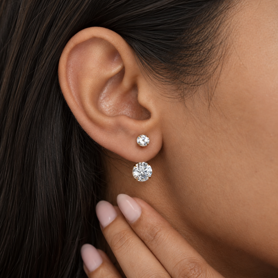 Solitaire Hidden Drop Earrings