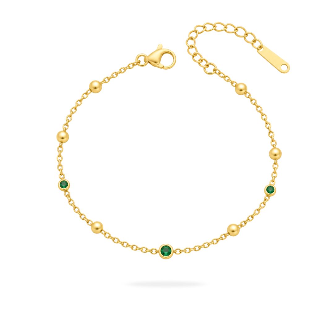 Emerald Beaded Chain Bracelet