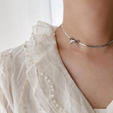 BOW NECKLACE - 18K WHITE/GOLD-PLATED