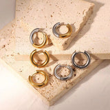 TWO TONE HOOPS - 18K GOLD PLATED