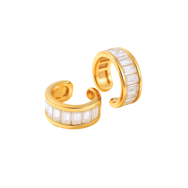 BAGUETTE hoop earrings on a white background