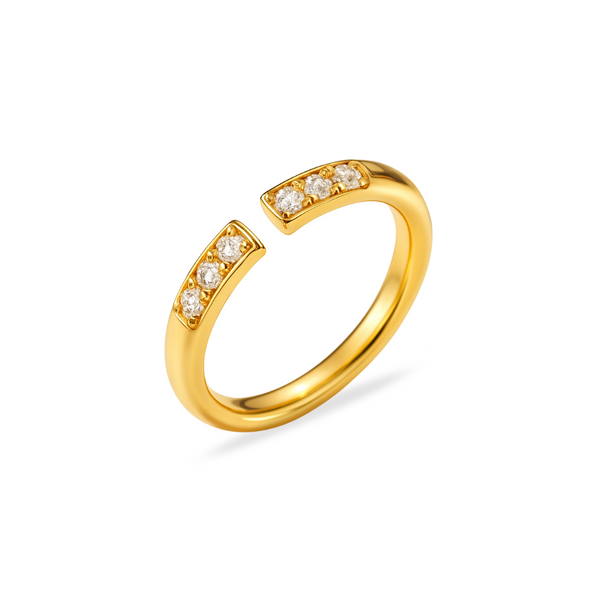 OPEN PAVE STACK RING - 18K GOLD-PLATED