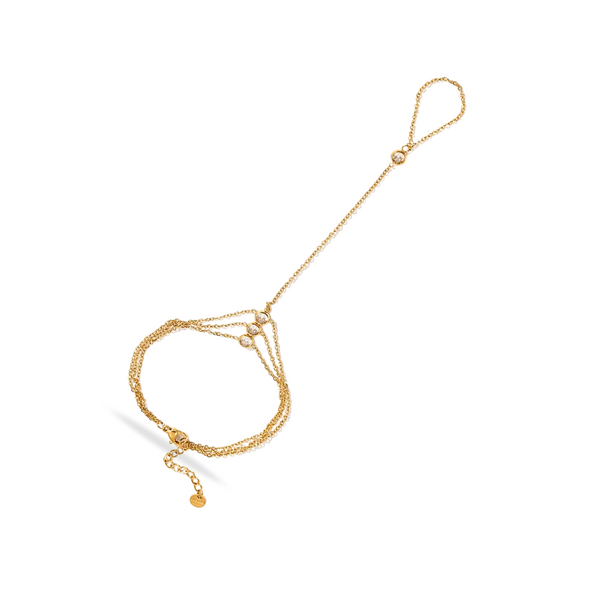 MULTI-STRAND HANDCHAIN BRACELET - 18K GOLD-PLATED