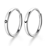 SUN & MOON COUPLE RING SET of 2 - Fine Silver