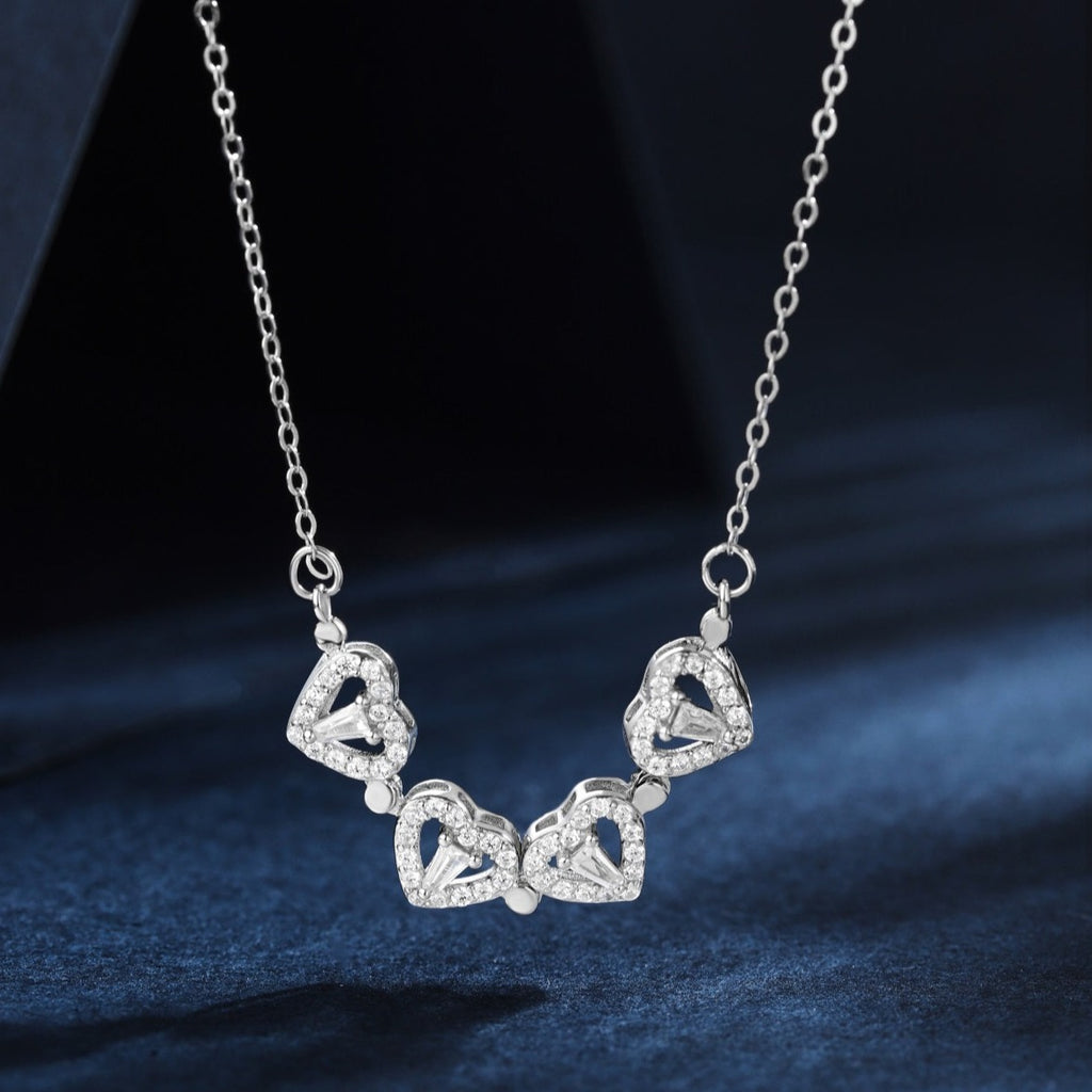 1/4 CT. T.W. Diamond Three Row Ribbon Heart Pendant in Sterling Silver |  Zales Outlet