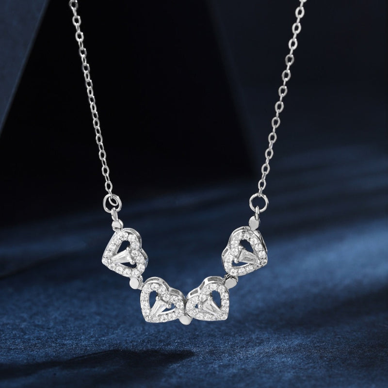 4-HEARTS CONVERTIBLE NECKLACE - Fine Silver